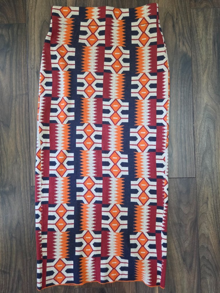 Diyanu Medium African Tribal Geometric Patterned Button-Up Skirt Front Slit — image 2 of 6